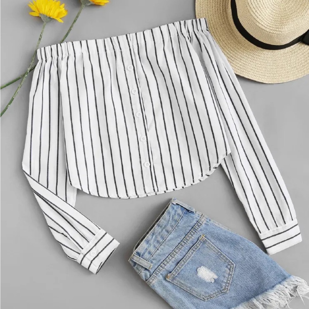 NEW Striped Off Shoulder Blouse